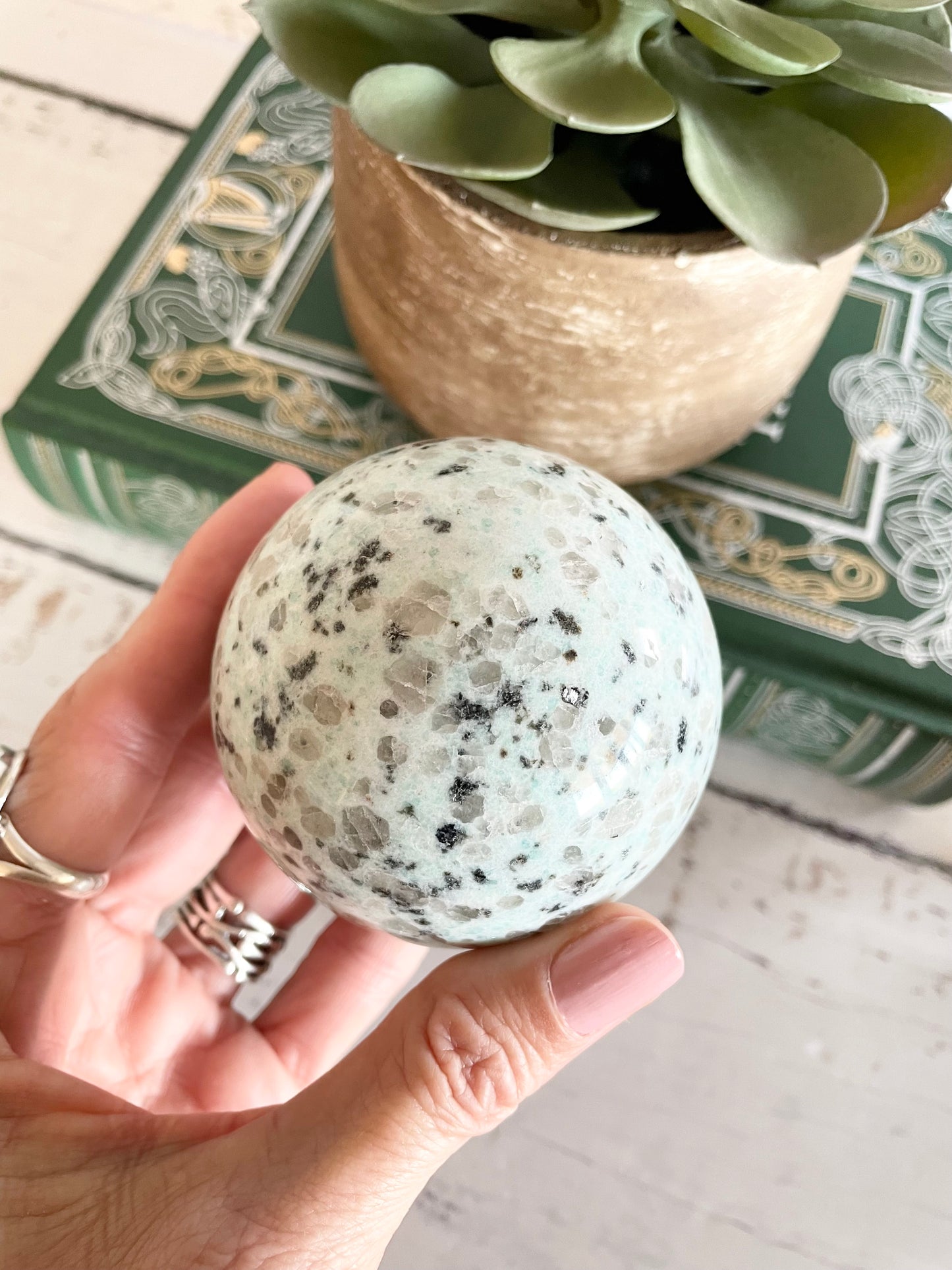 Kiwi Jasper Sphere Includes Holder
