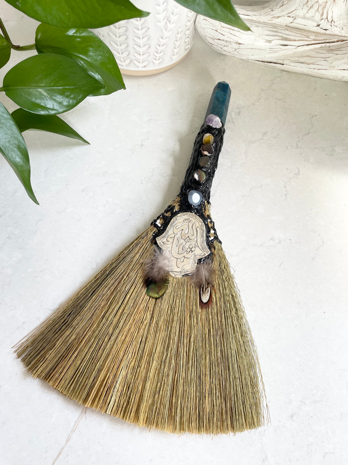 Crystal Feather Besom ~ Apatite
