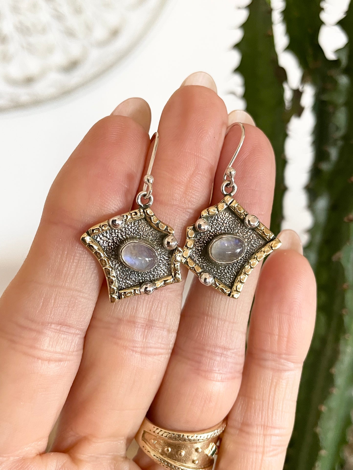 Rainbow Moonstone Dangles