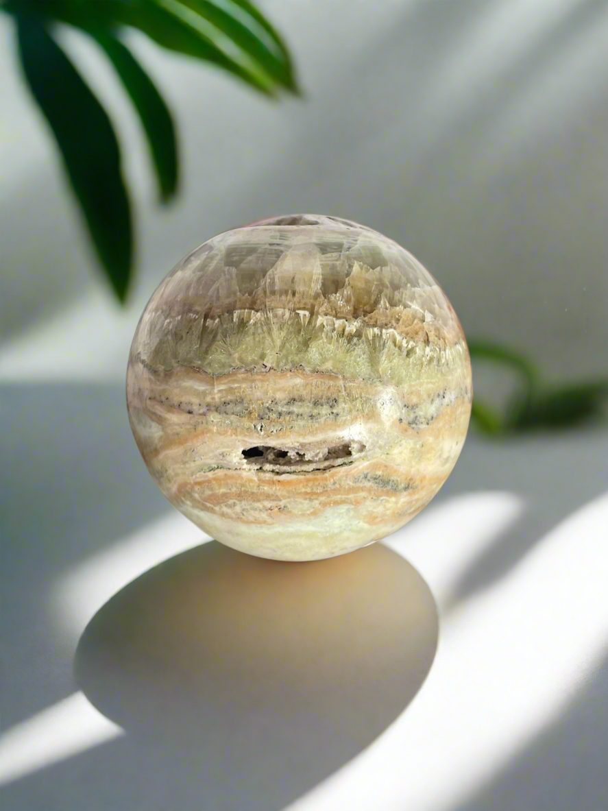 Green\Golden Calcite Sphere Includes Holder