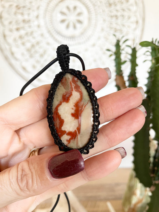 Macrame Pendant ~ Cobra Jasper