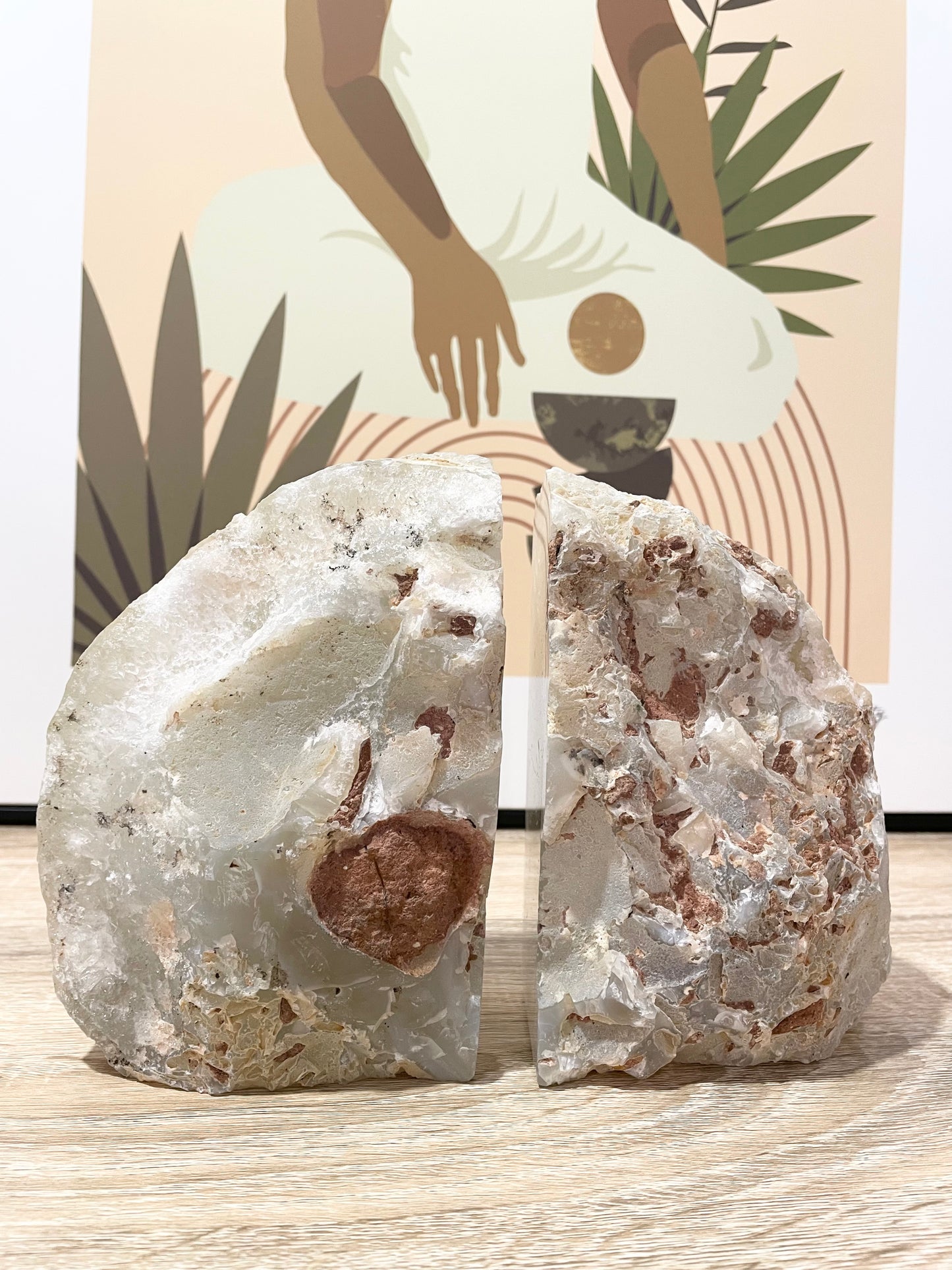 Agate Geode Book Ends ~White
