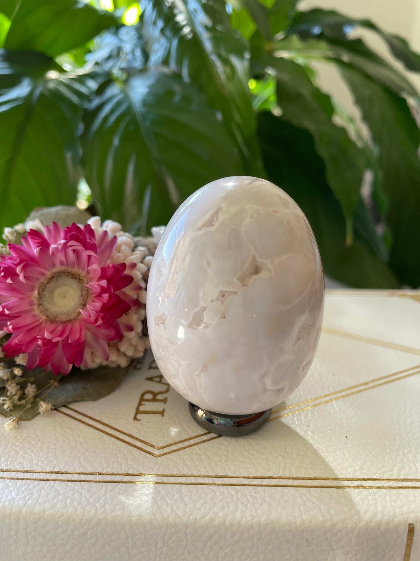 Snow Agate Egg with holder