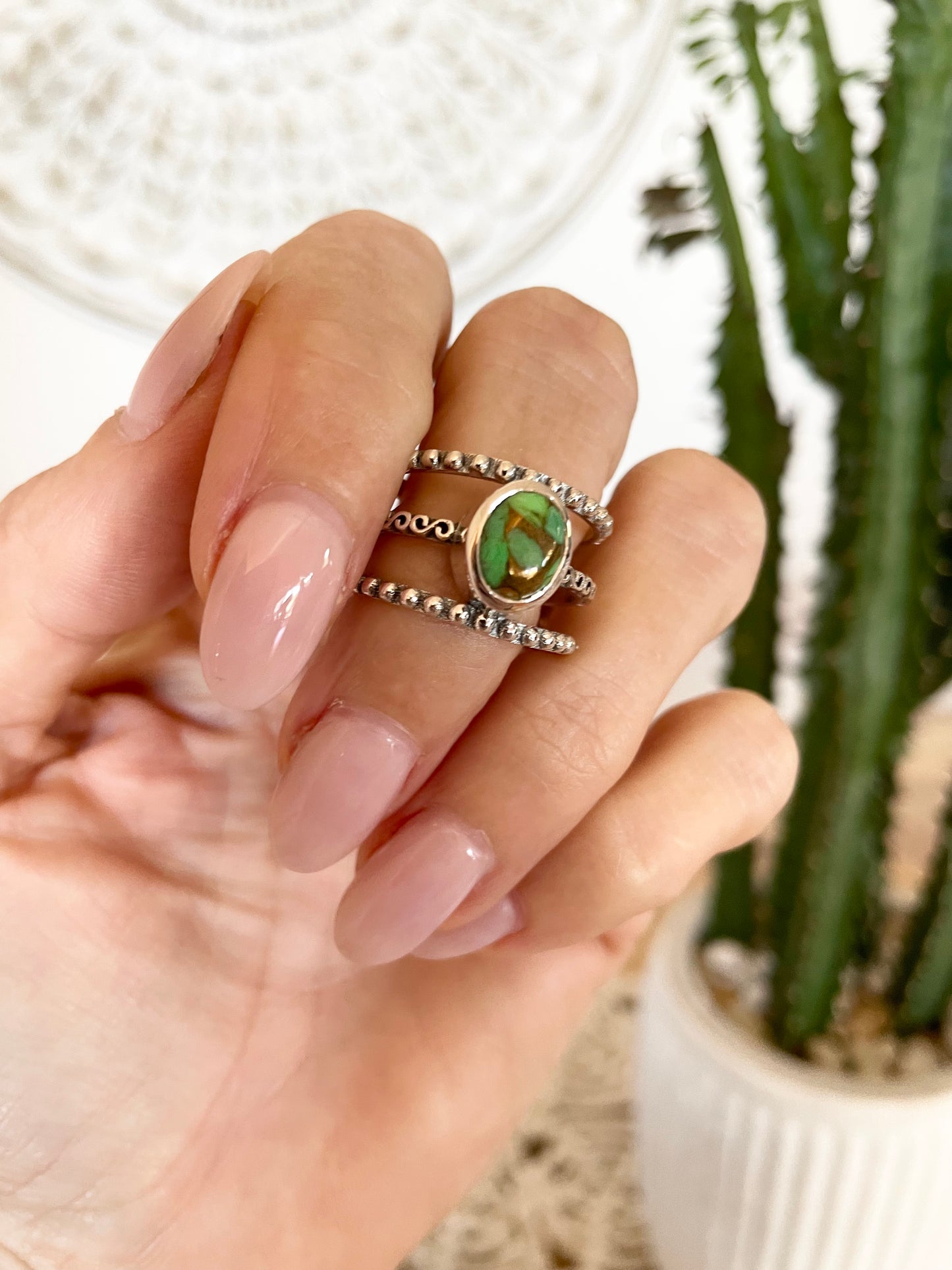 Green Copper Turquoise ring ~ size 8.5