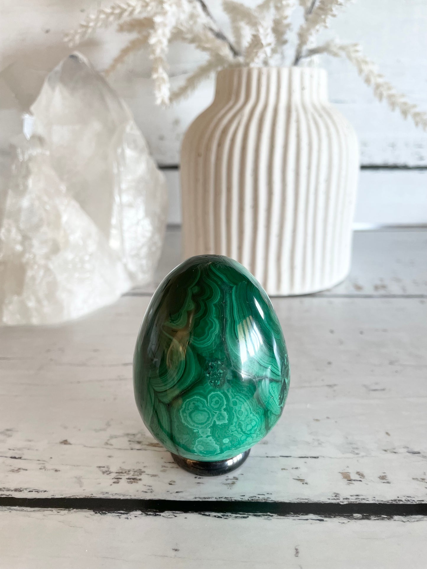 Malachite Egg with holder