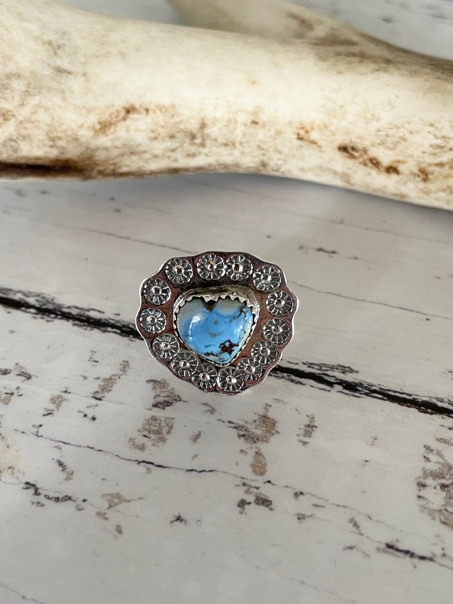 Golden Sand Turquoise Navajo Ring ~ adjustable size 7-9.5