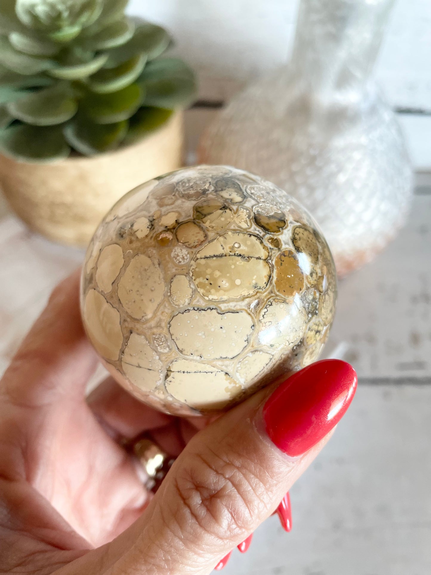 Spotted Agate Sphere Includes Holder