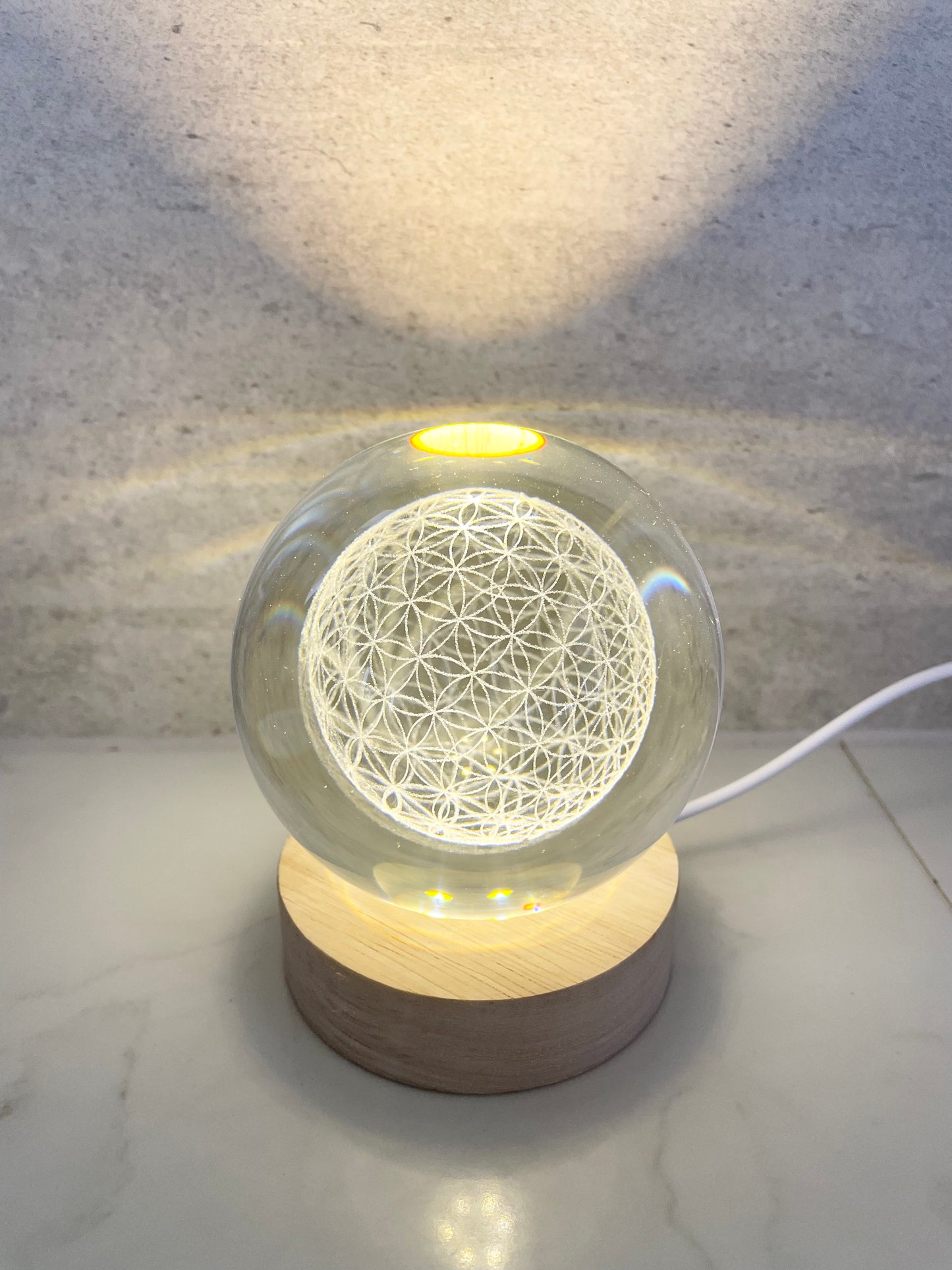 Glass Orb USB Lamp ~ Flower Of Life