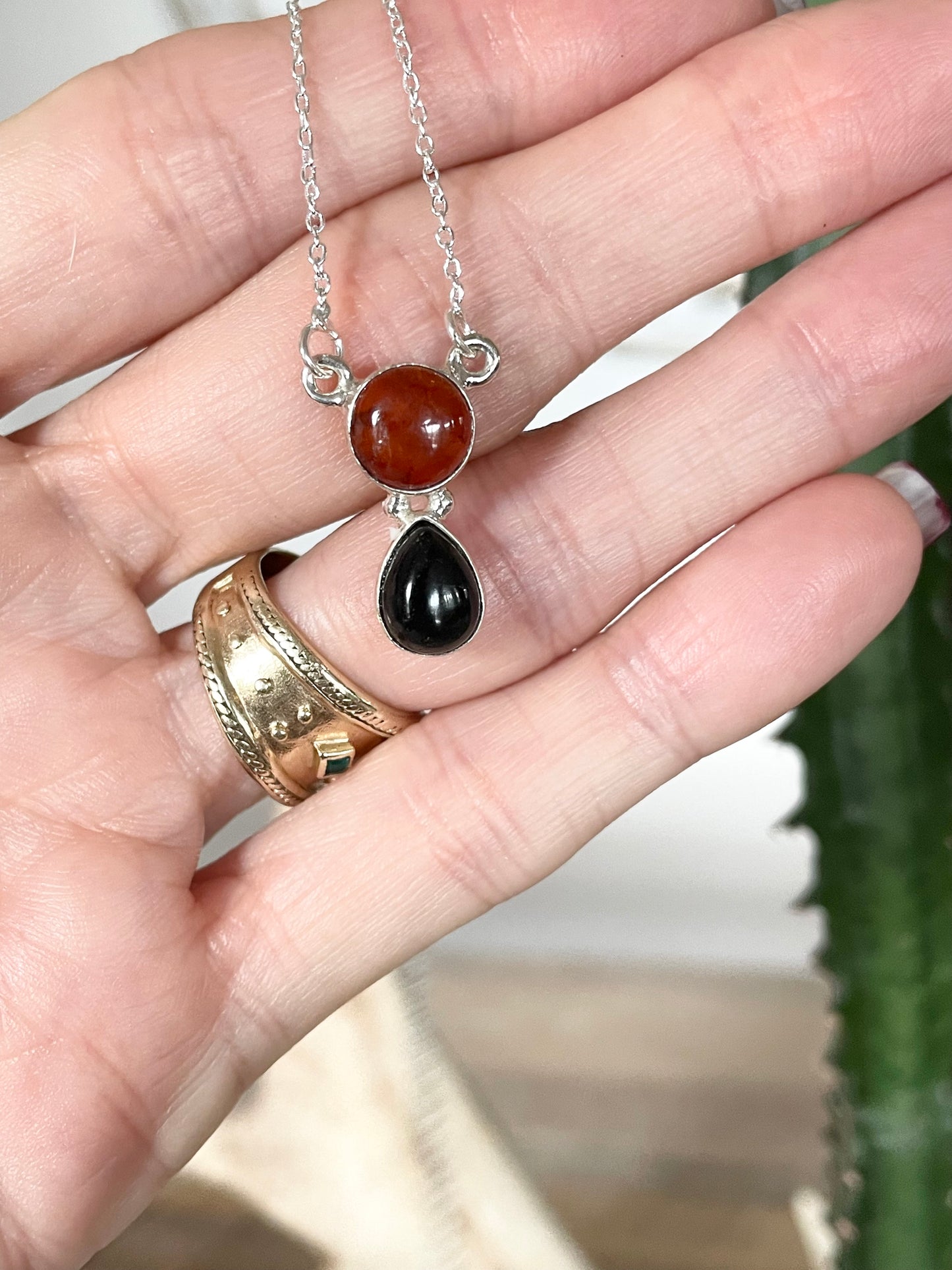 Black Onyx & Amber Necklace