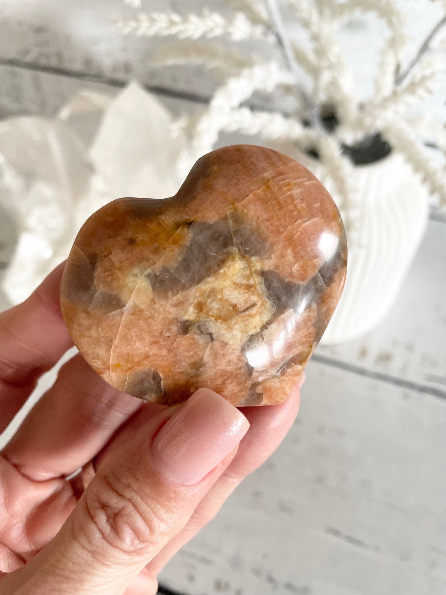 Smoky Quartz & Sunstone Heart