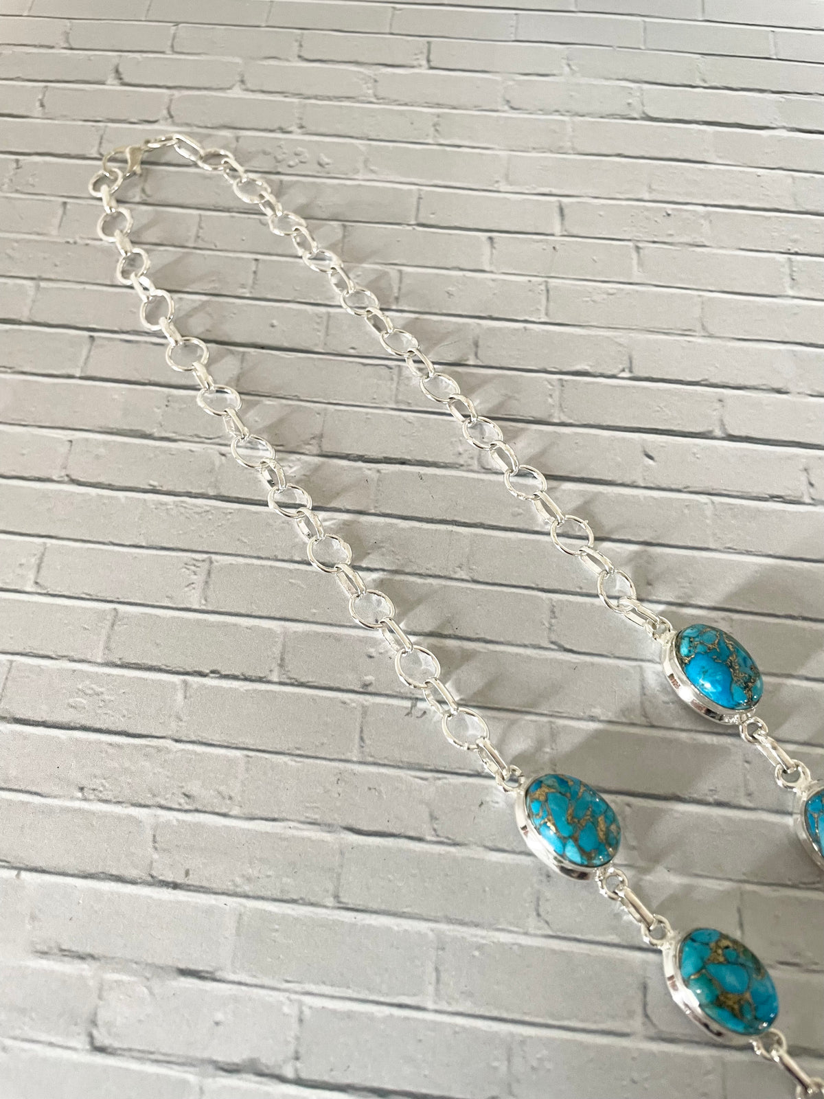 Blue Copper Turquoise Lariat Necklace
