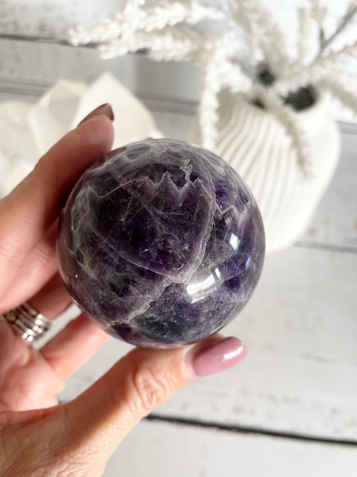 Chevron Dream Amethyst Sphere Includes Holder