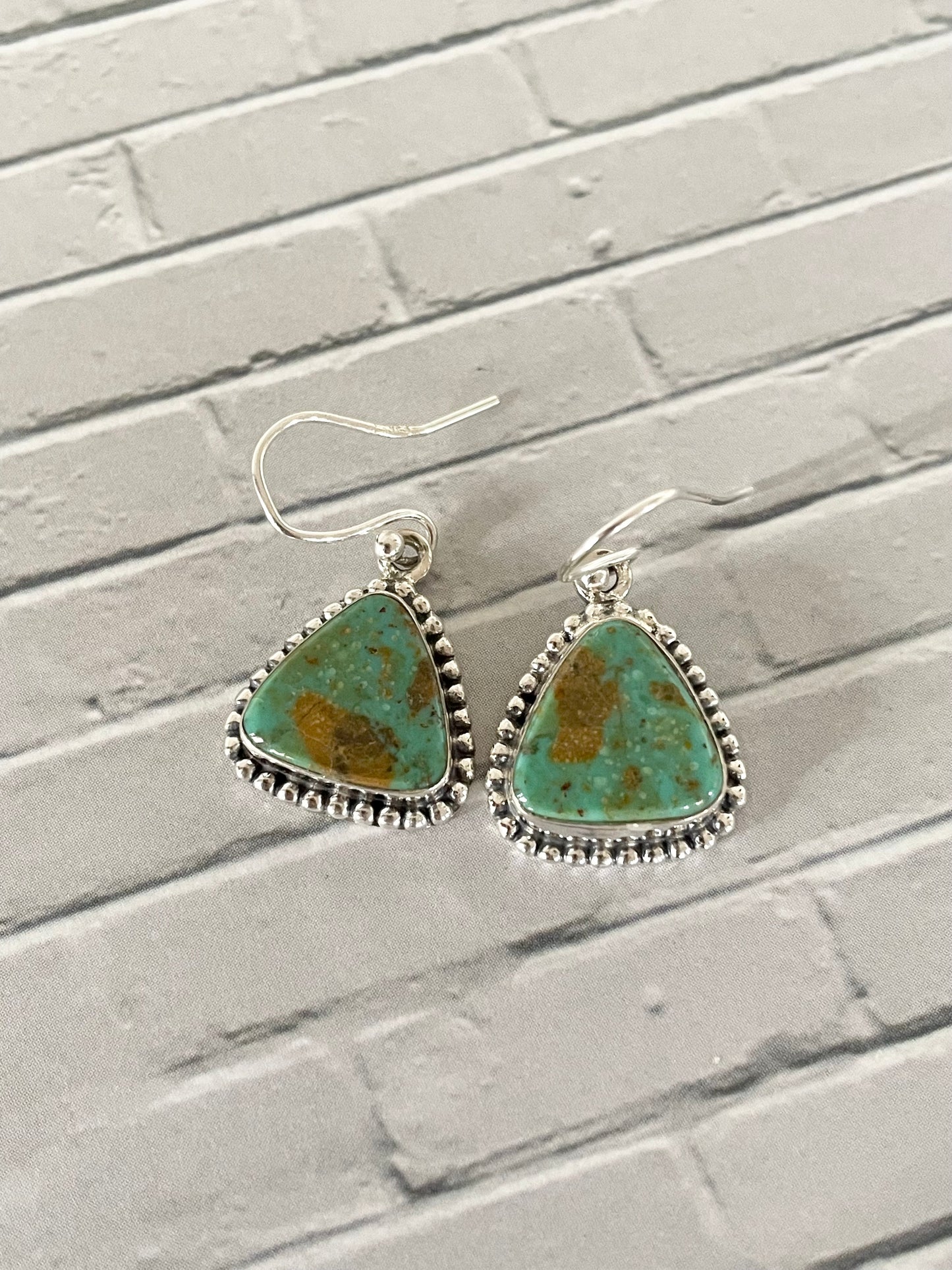 Green Mojave Turquoise Silver Dangles