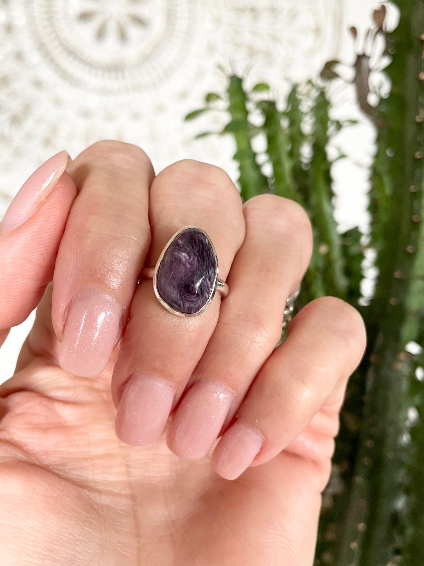 Charoite Silver Ring ~ size 5.5