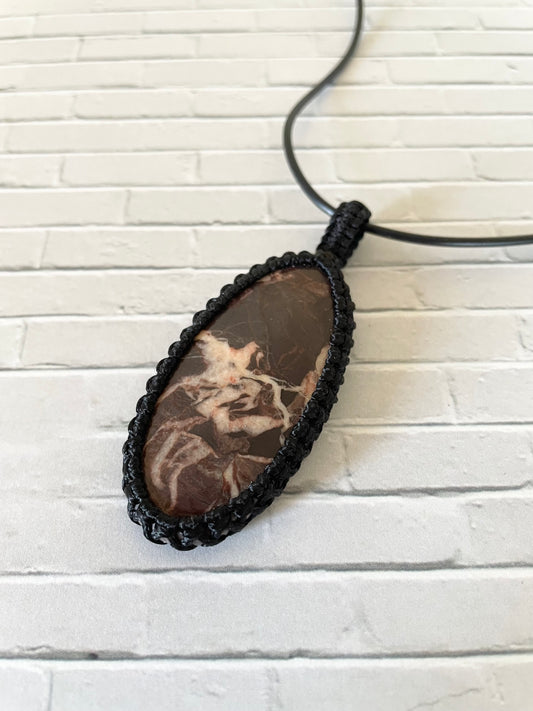 Macrame Pendant ~ Coconut Jasper