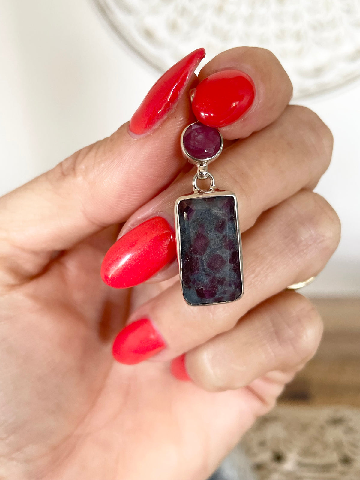 Sapphire & Ruby Kyanite Pendant