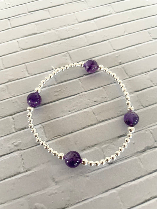 Amethyst Silver Ball bracelet