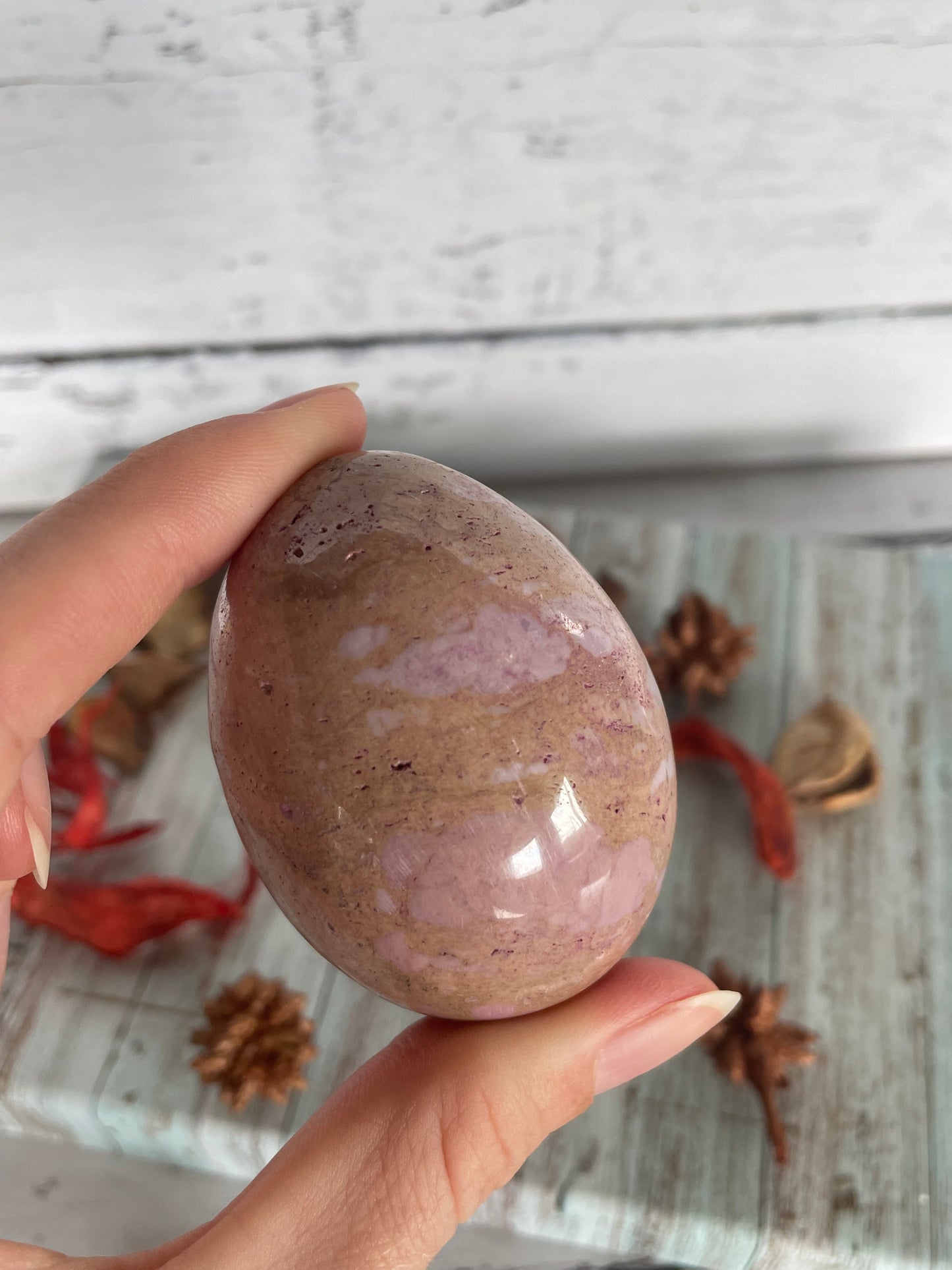 Phosphosiderite /Hope Stone Egg with holder