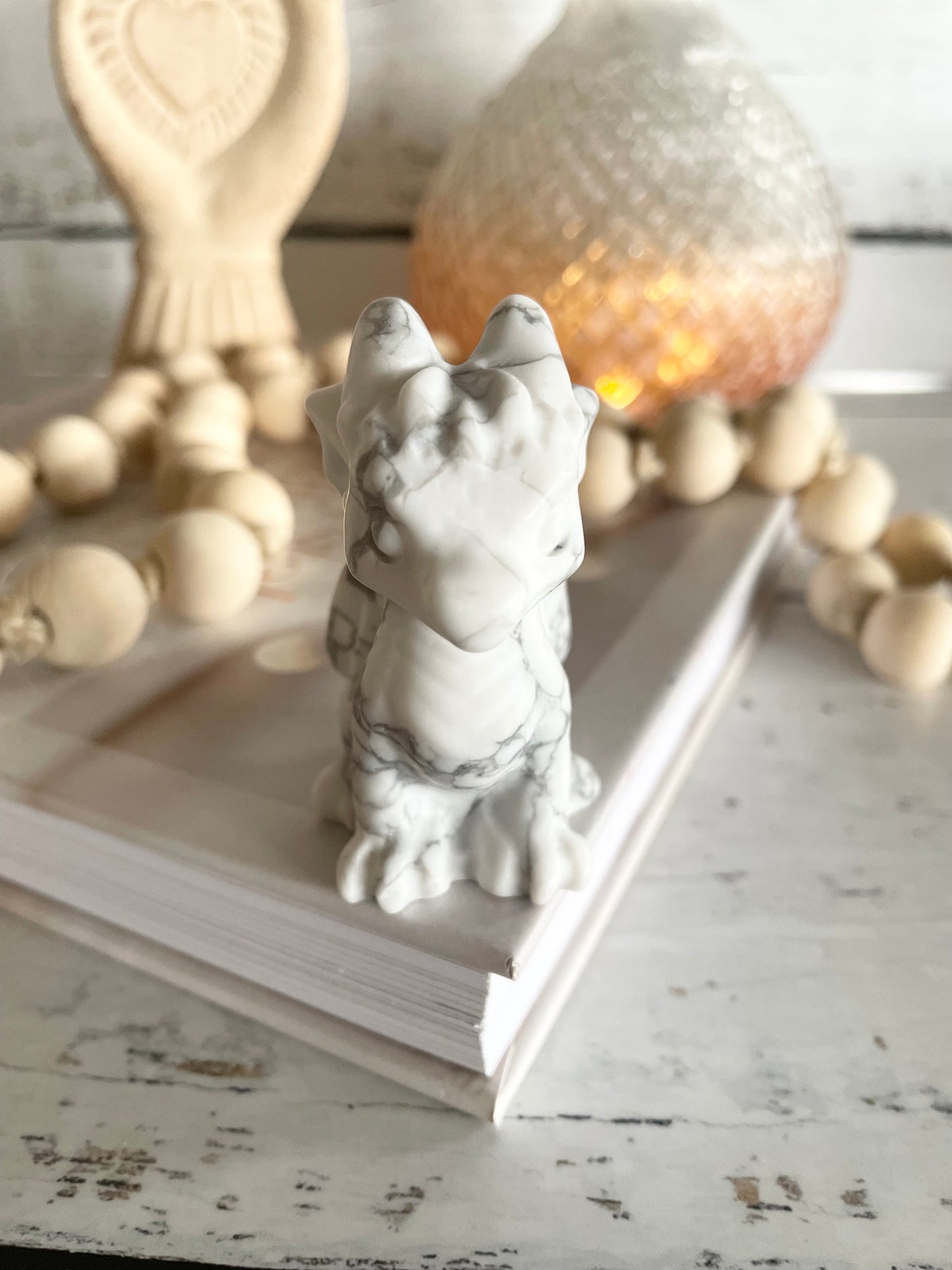 White Howlite Dragon