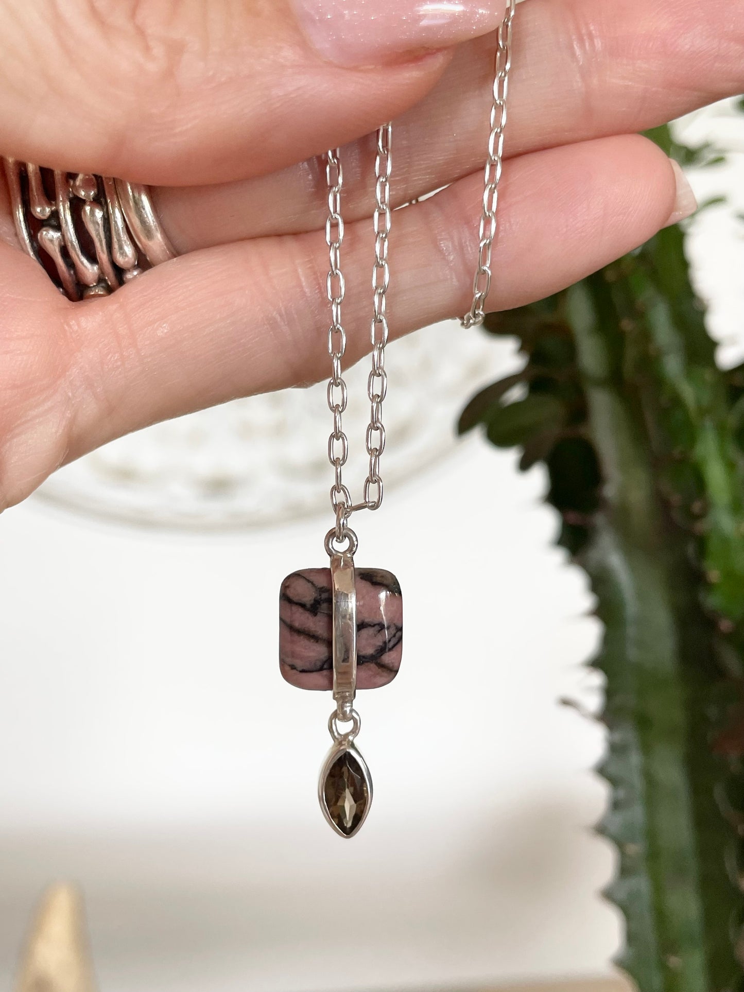 Rhodonite & Smoky Quartz Necklace