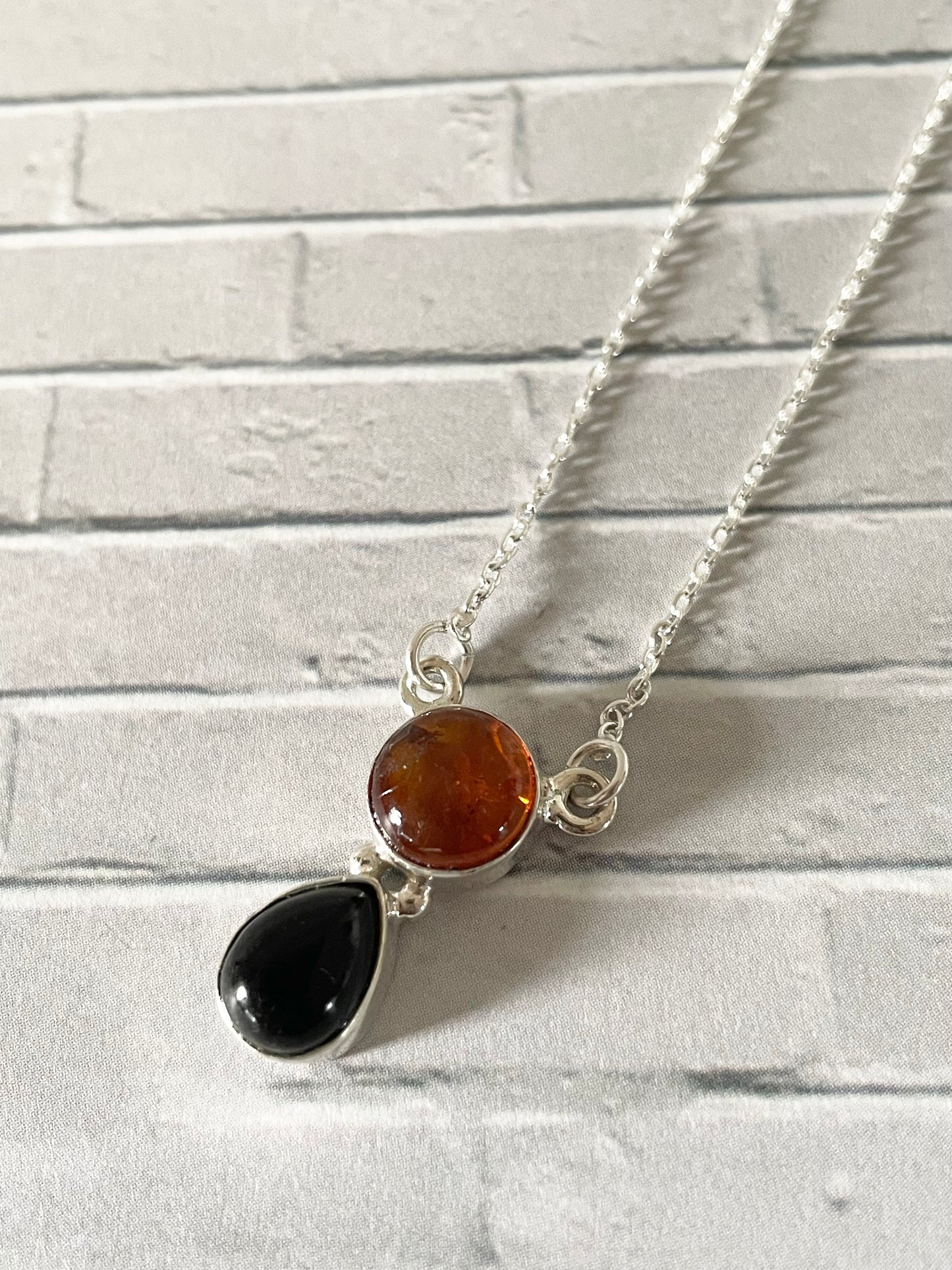 Black Onyx & Amber Necklace
