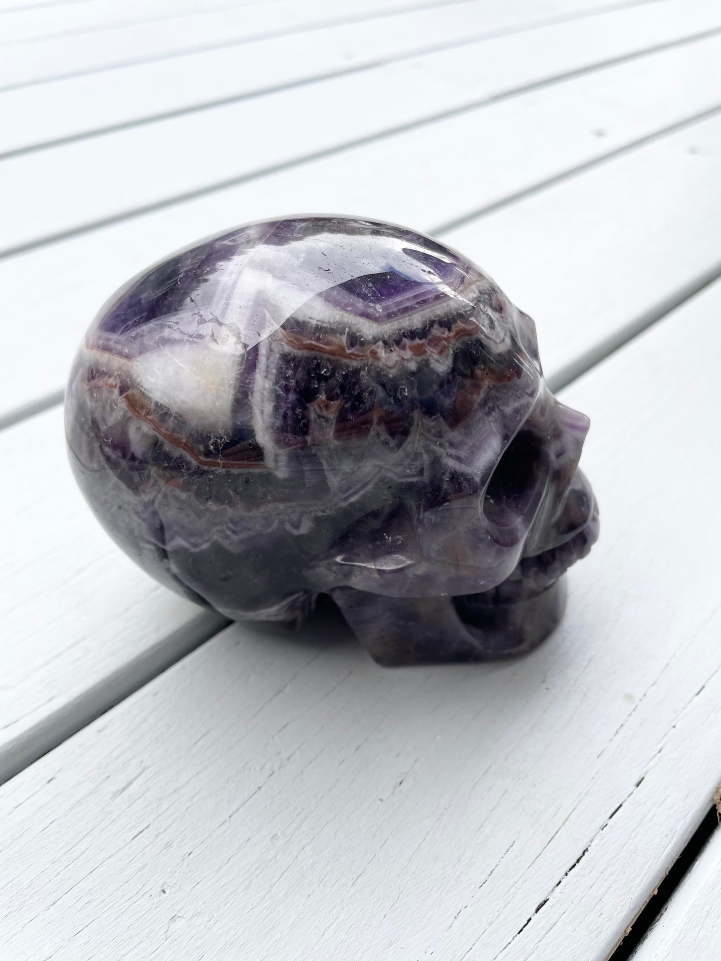 Chevron Dream Amethyst Skull
