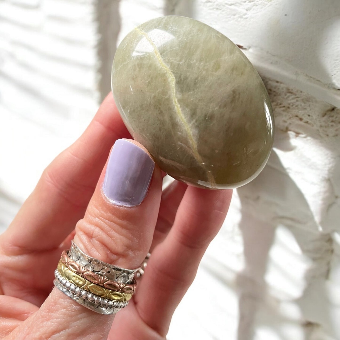 Garnierite/Green Moonstone Pillow Palm Stone