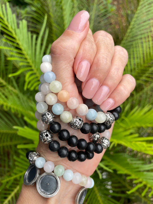 Shungite/Morganite Healing Bracelet