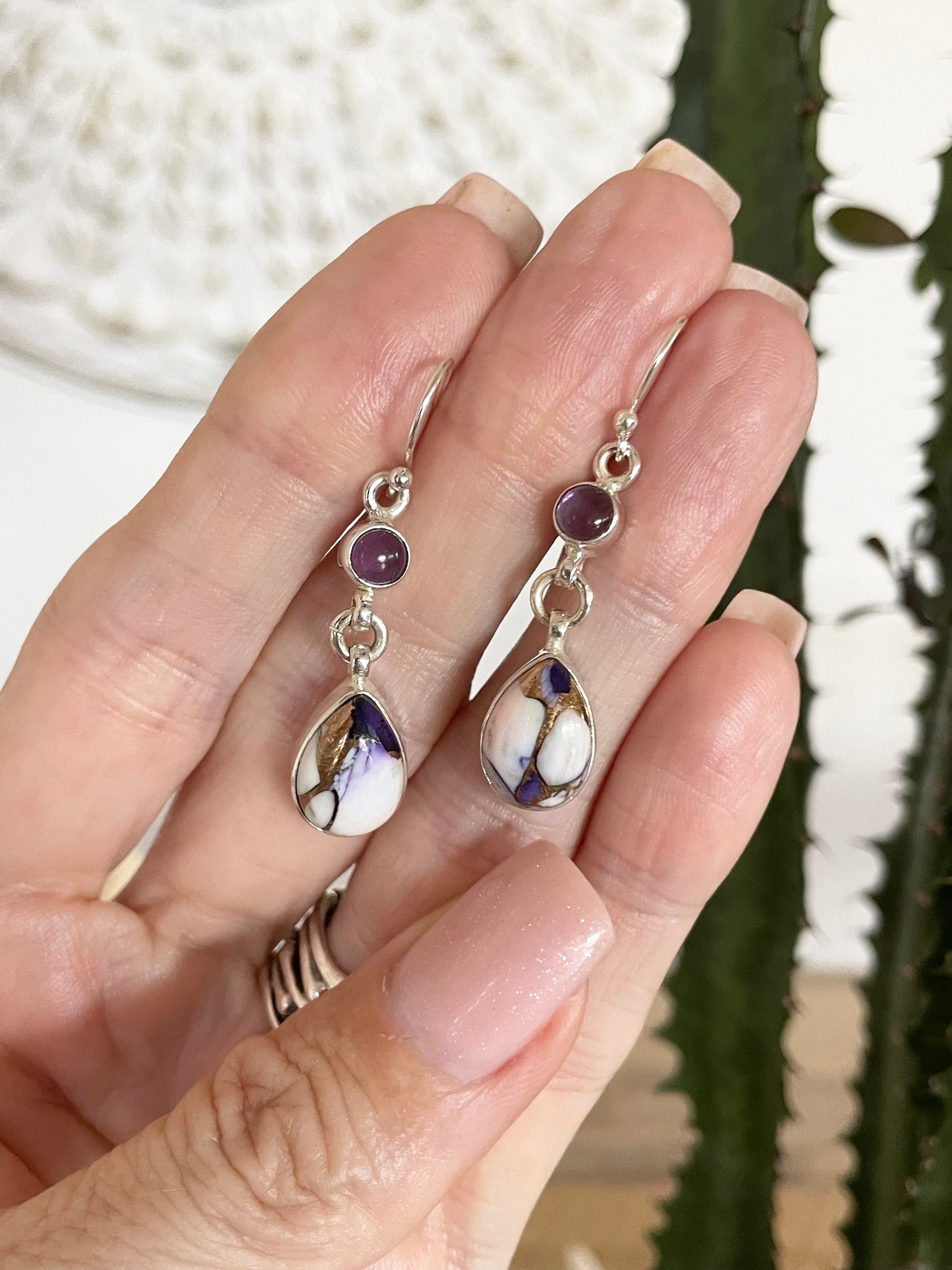 Violet Dahlia Kingman Turquoise\Amethyst dangles