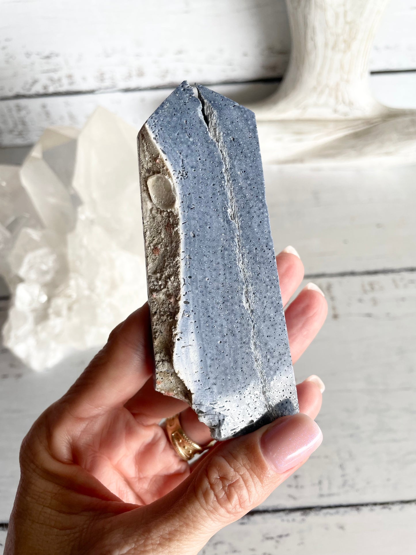 Blue coral jade Obelisk