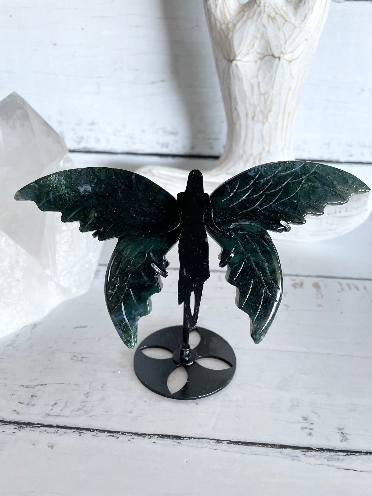 Ethereal Angel Wings ~ Moss Agate