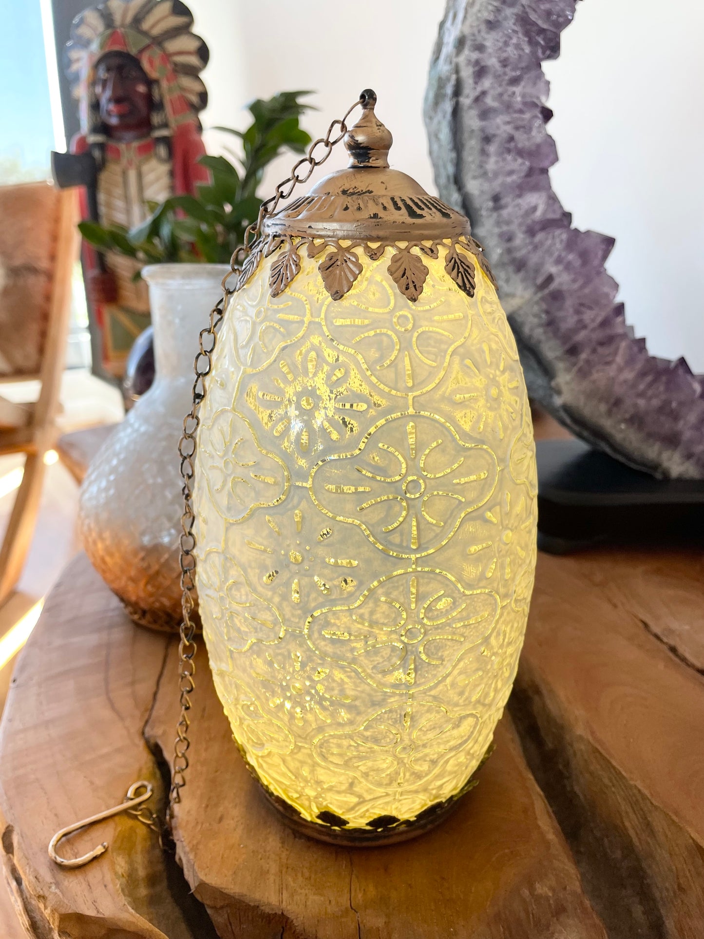 Vintage LED Lantern Tall White