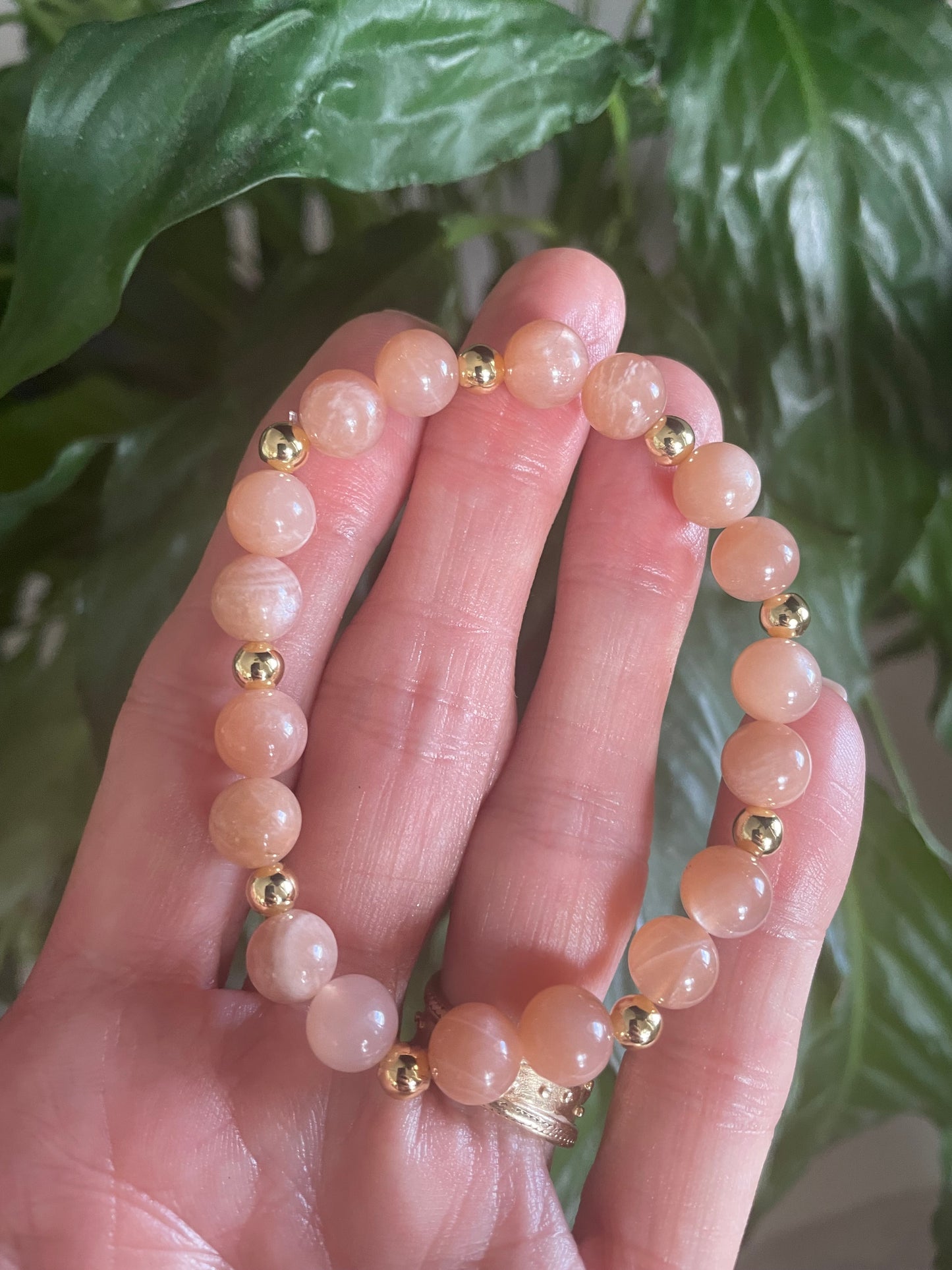 Peach Moonstone 18K Gold Healing bracelet
