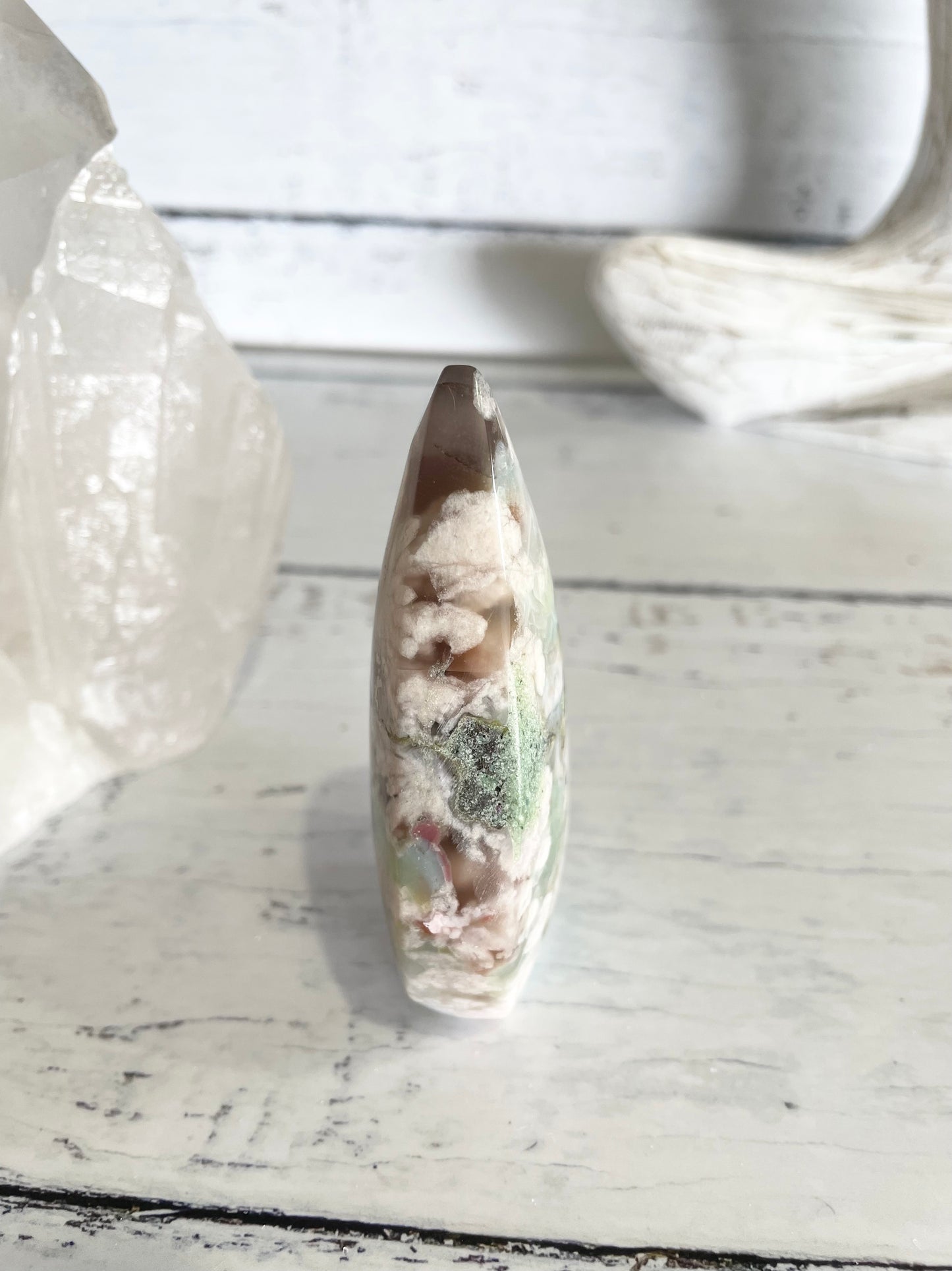 Green Flower Agate Dome