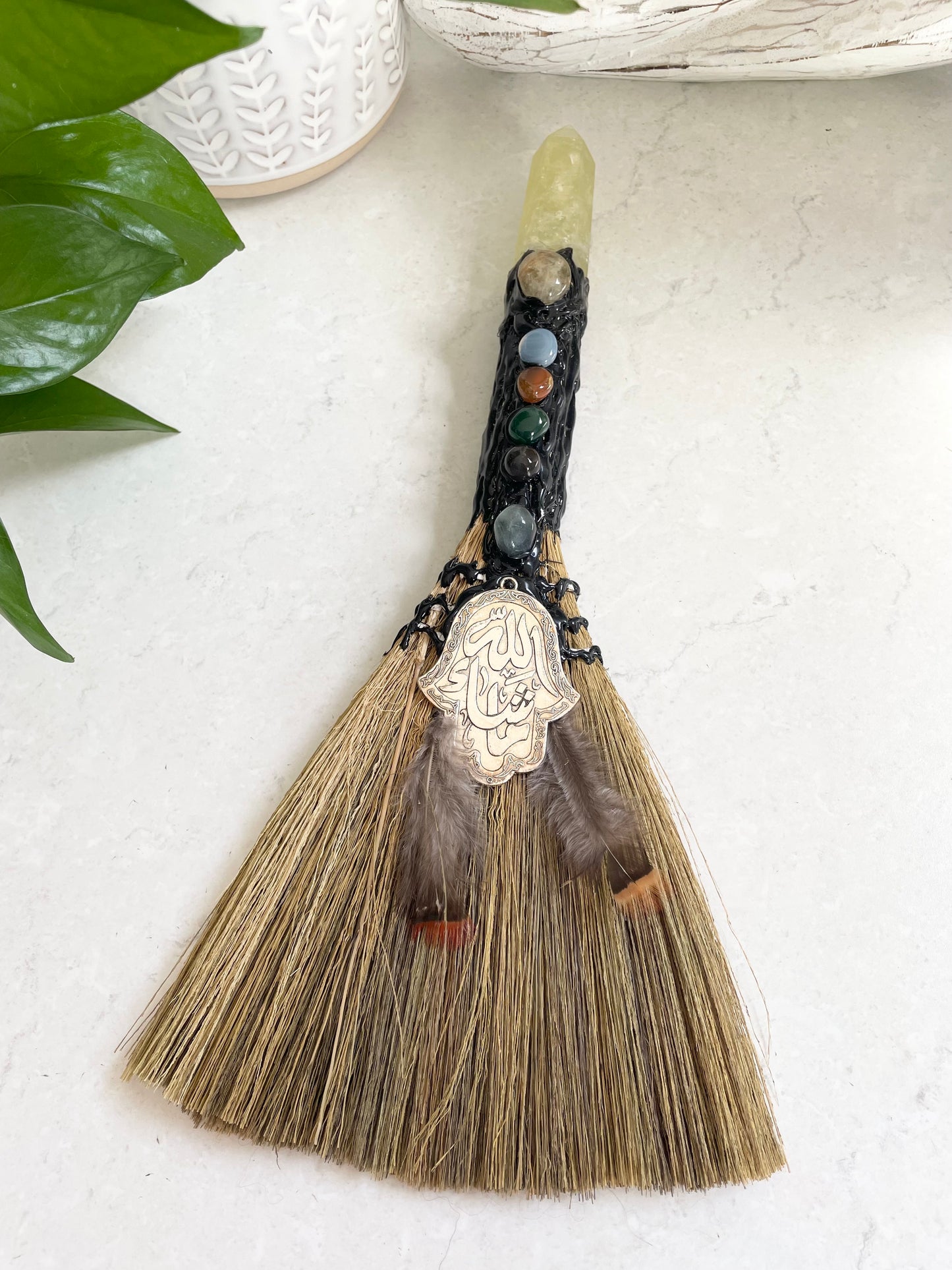 Crystal Feather Besom ~ Citrine