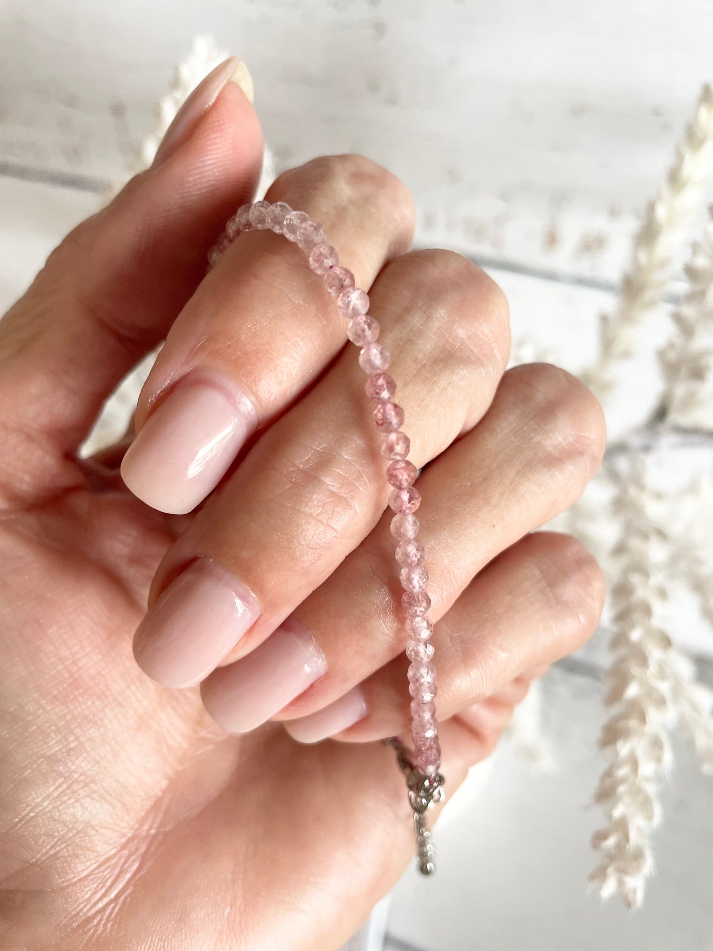 Faceted Bracelet ~ Strawberry Quartz
