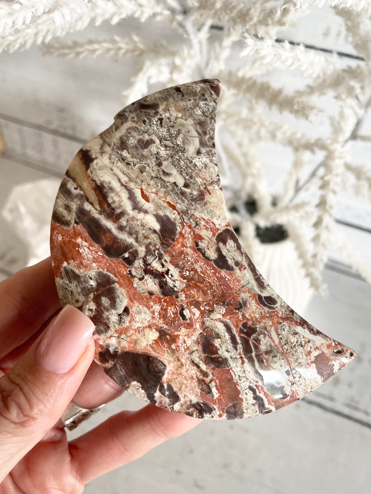 Fortune Agate Crescent Moon
