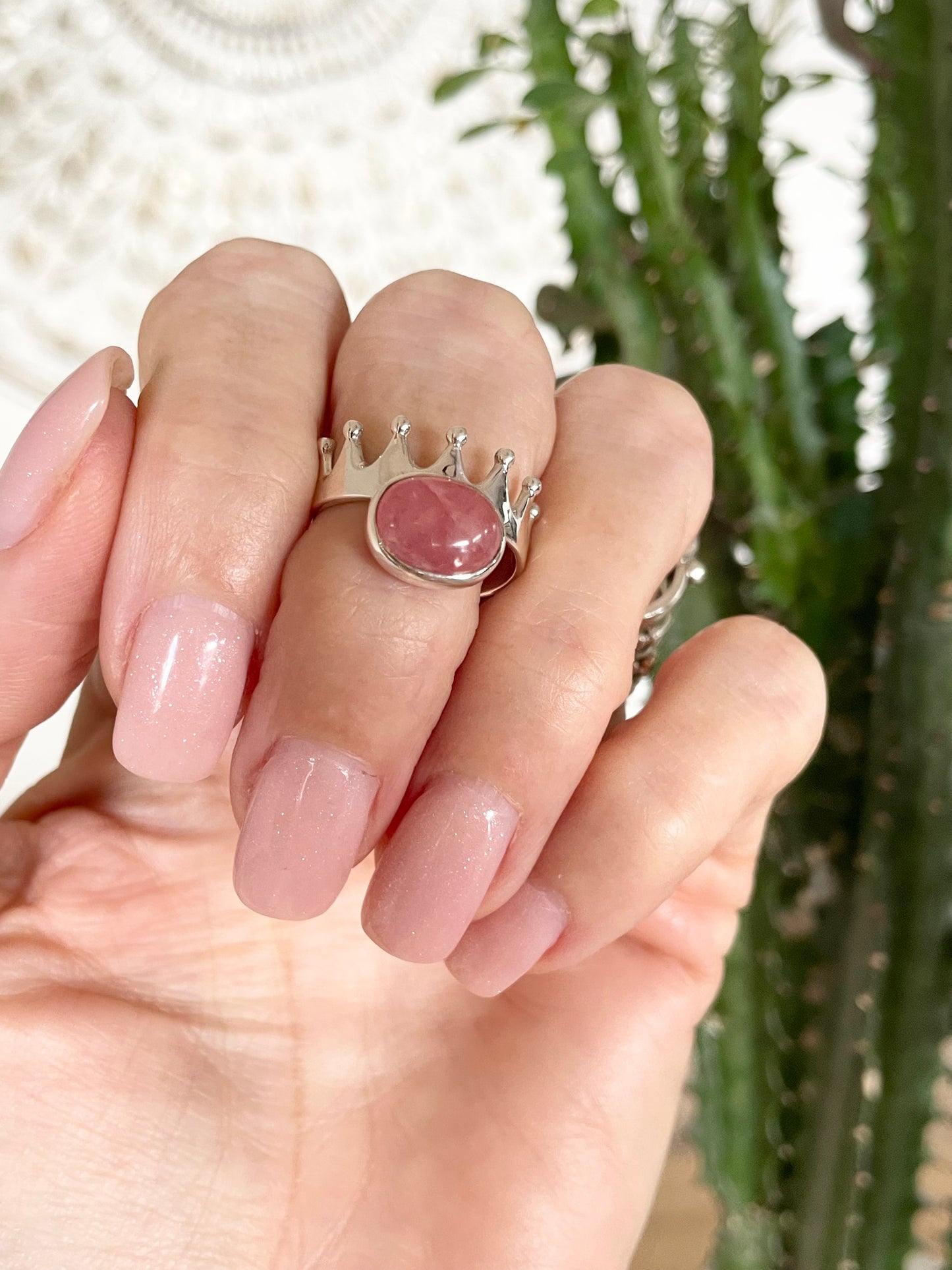 Rhodochrosite Silver Ring ~ size 7.5
