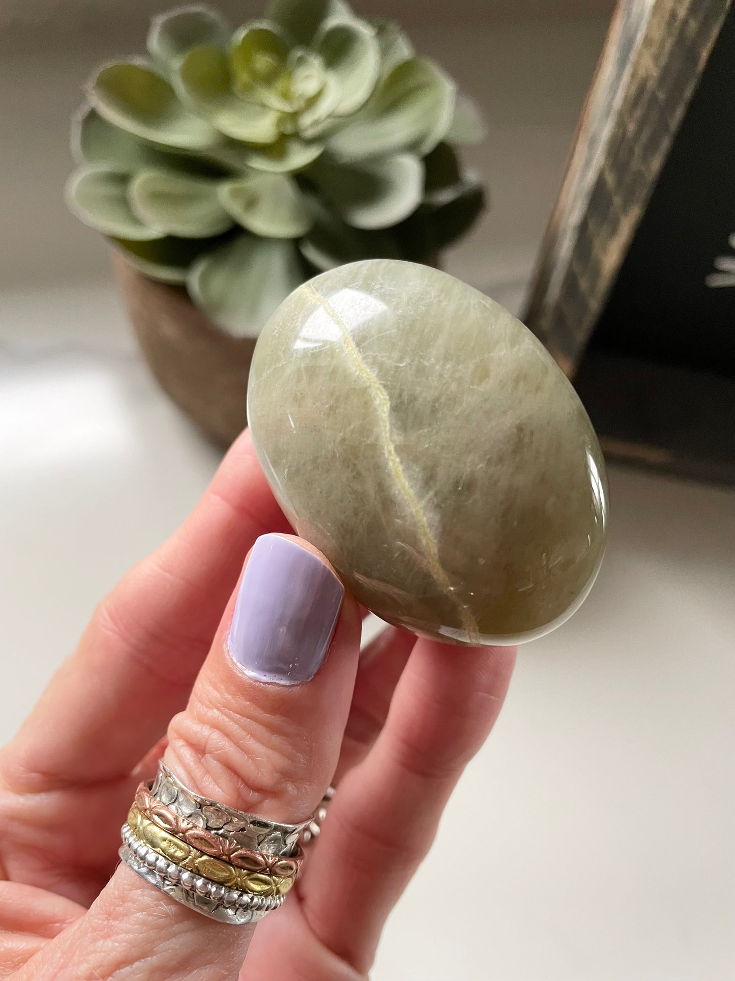 Garnierite/Green Moonstone Pillow Palm Stone