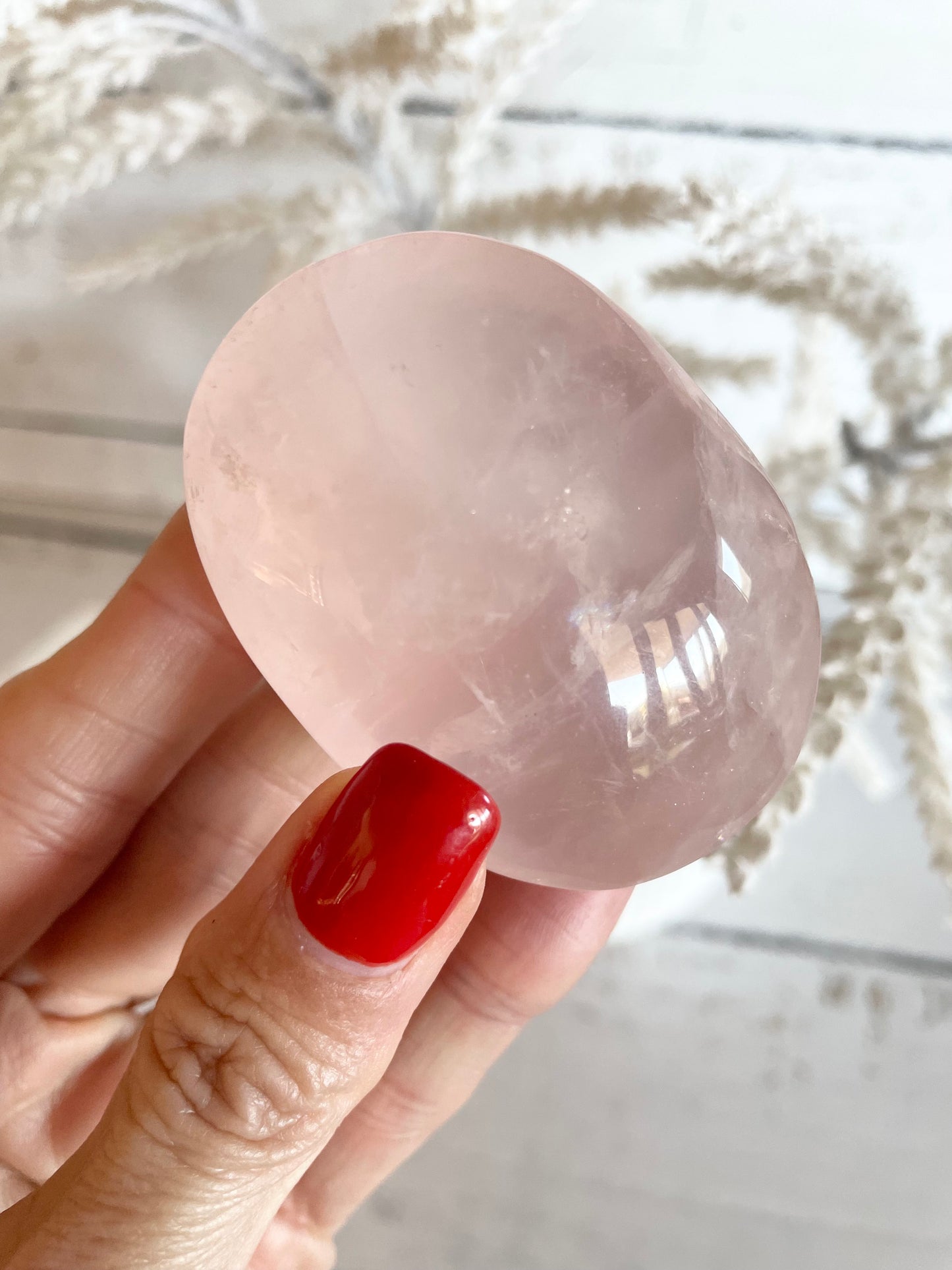 Rose Quartz Pillow Palm Stone