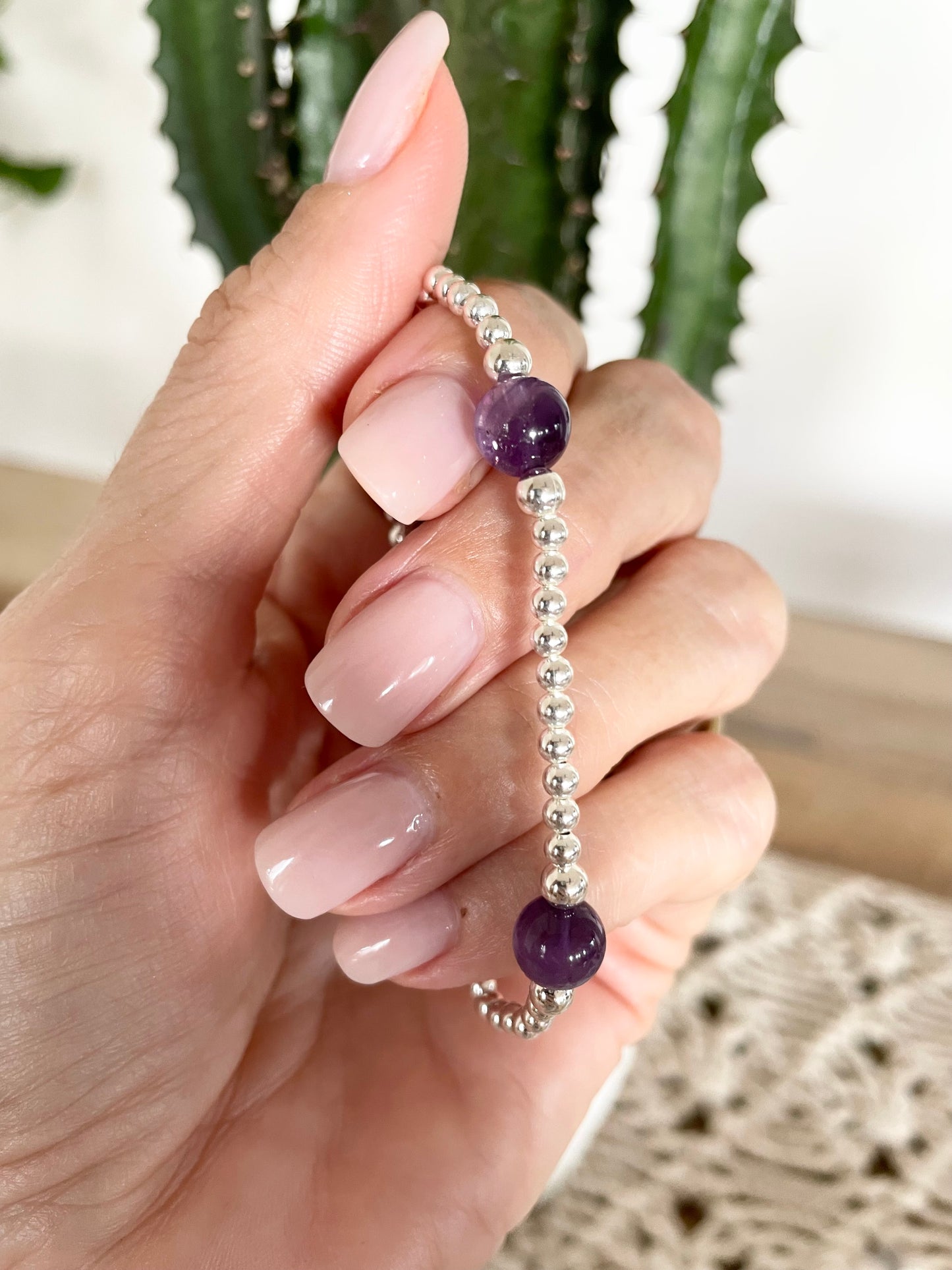 Amethyst Silver Ball bracelet