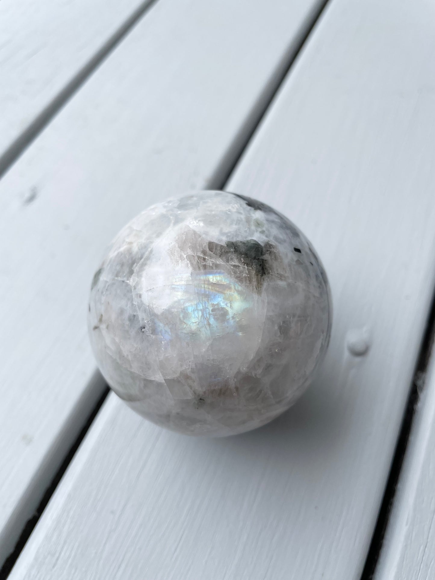Rainbow Moonstone Sphere includes holder