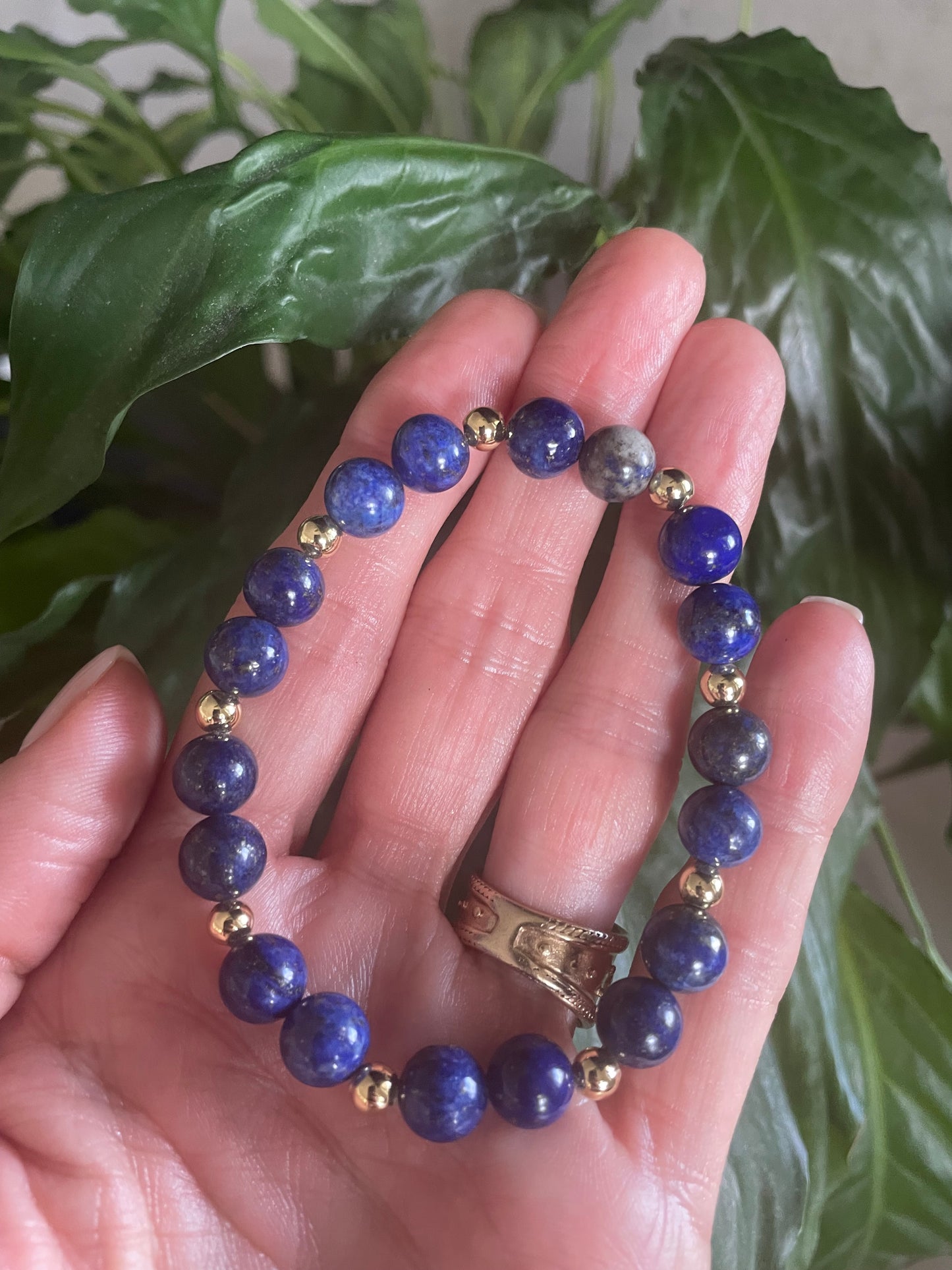 Lapis Lazuli 18K Gold healing Bracelet