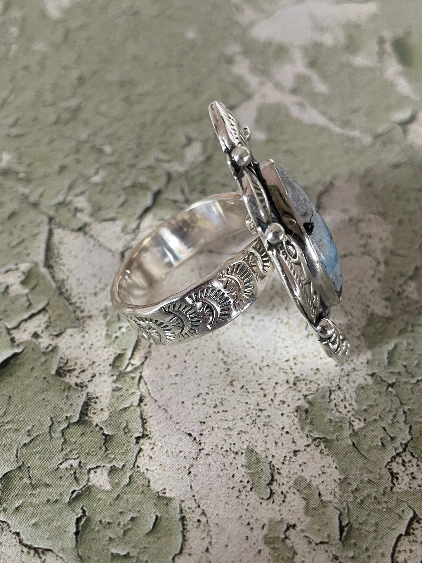 Golden Hills Turquoise Navajo Ring ~ Adjustable 7 - 10