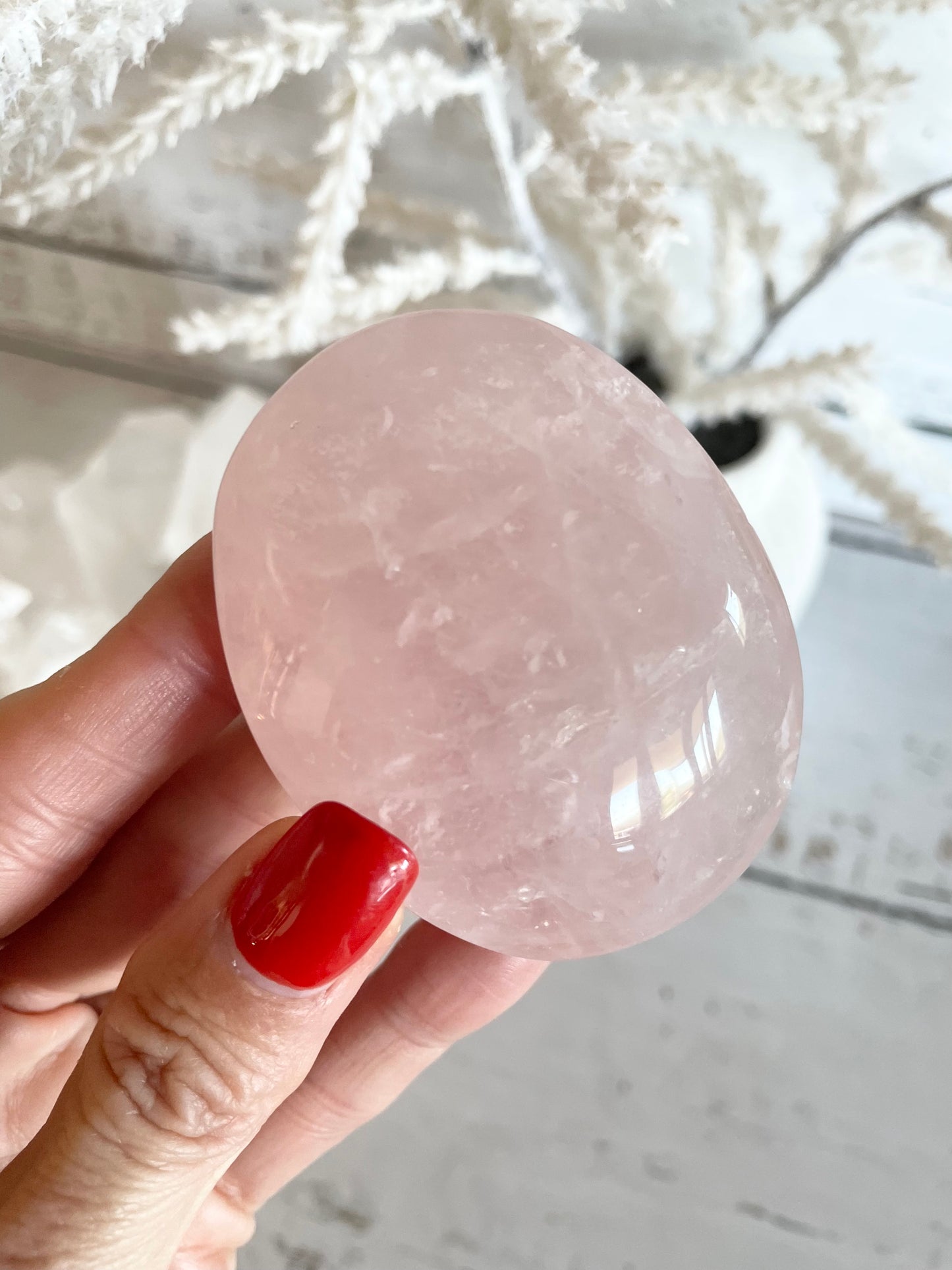 Rose Quartz Pillow Palm Stone
