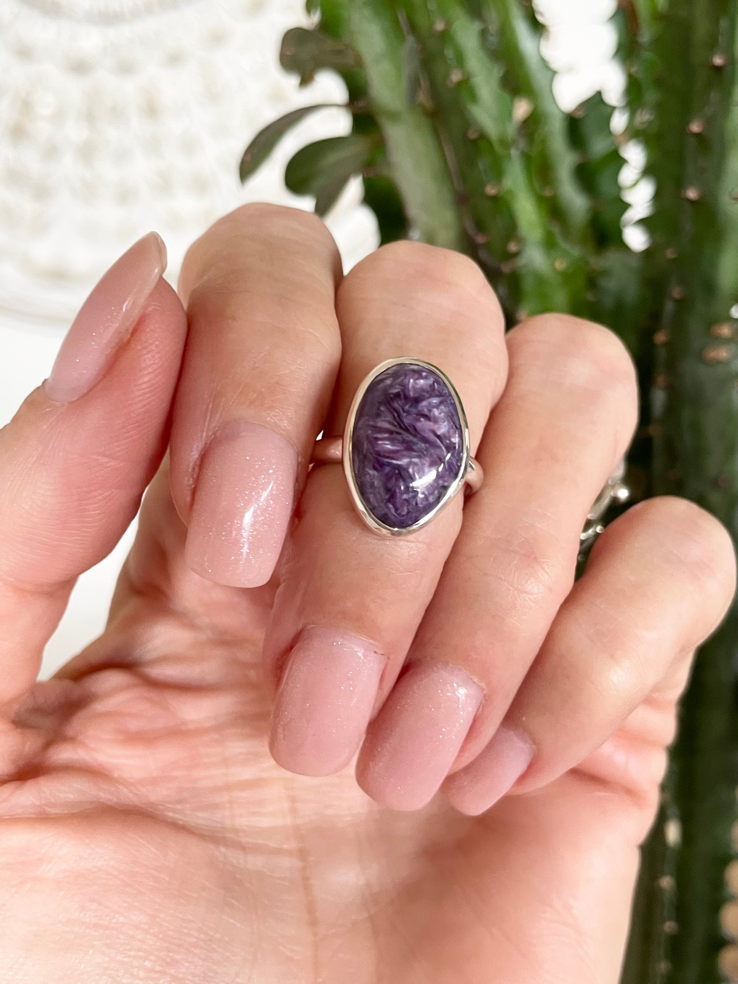 Charoite Silver Ring ~ size 6