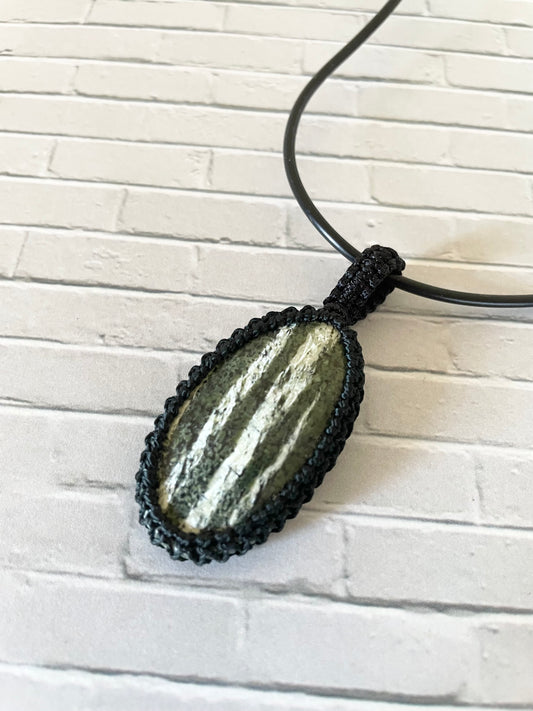 Macrame Pendant ~ Swiss Opal
