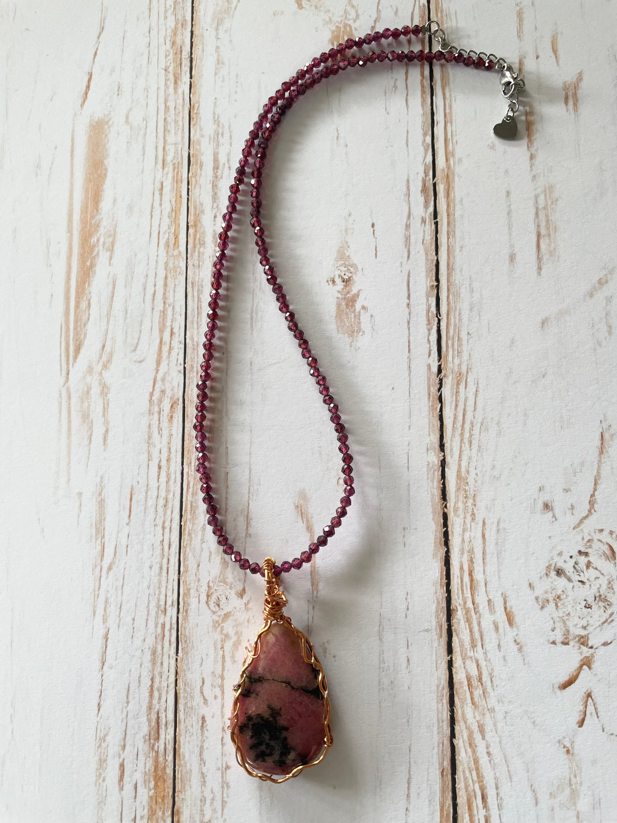 Rhodonite & African Turquoise Wrapped Necklace
