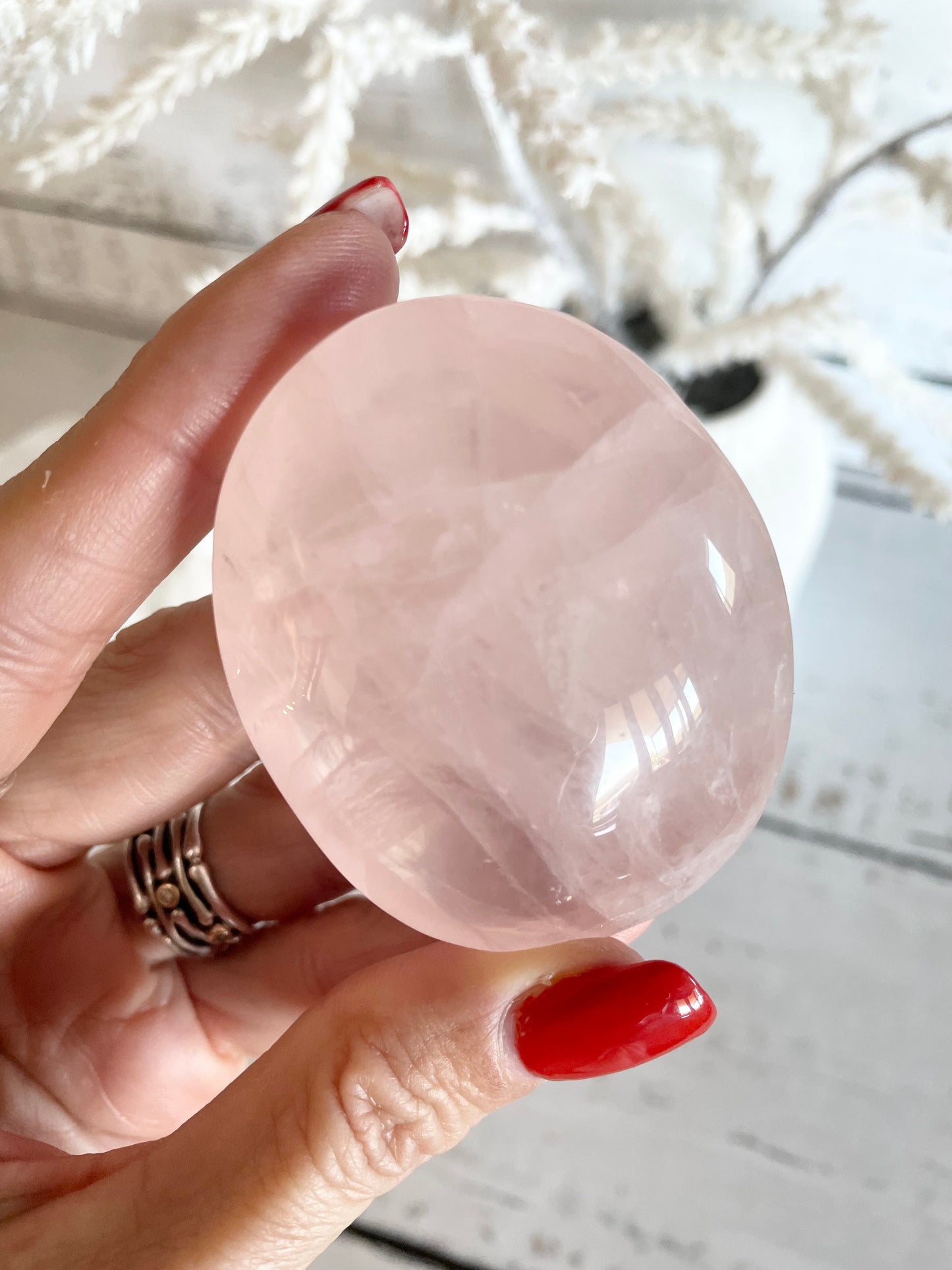 Rose Quartz Pillow Palm Stone