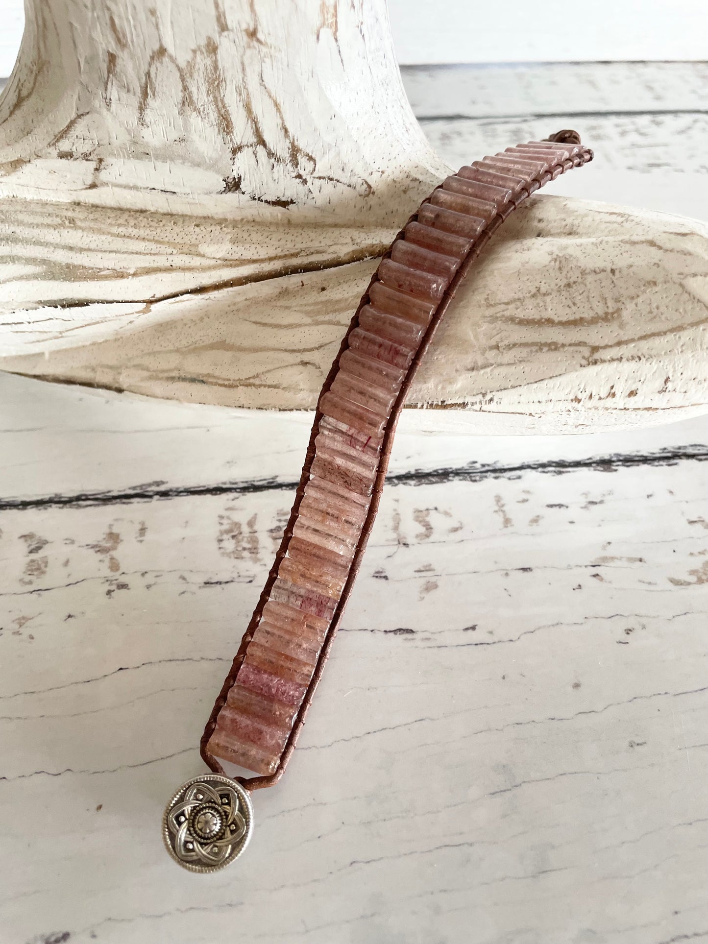Adjustable Bracelet ~ Strawberry Quartz